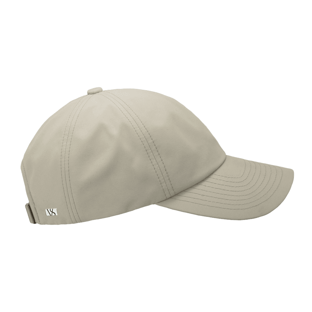 Side view of a dune beige seaqual legacy soft baseball cap from Varsity Headwear