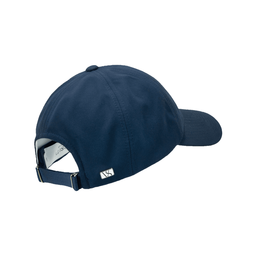 Back view of a Varsity Headwear legacy soft baseball cap in seaqual, shown in color prussian blue