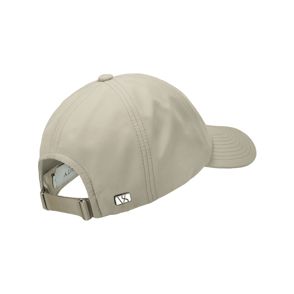 Back view of a Varsity Headwear legacy soft baseball cap in seaqual, shown in color dune beige