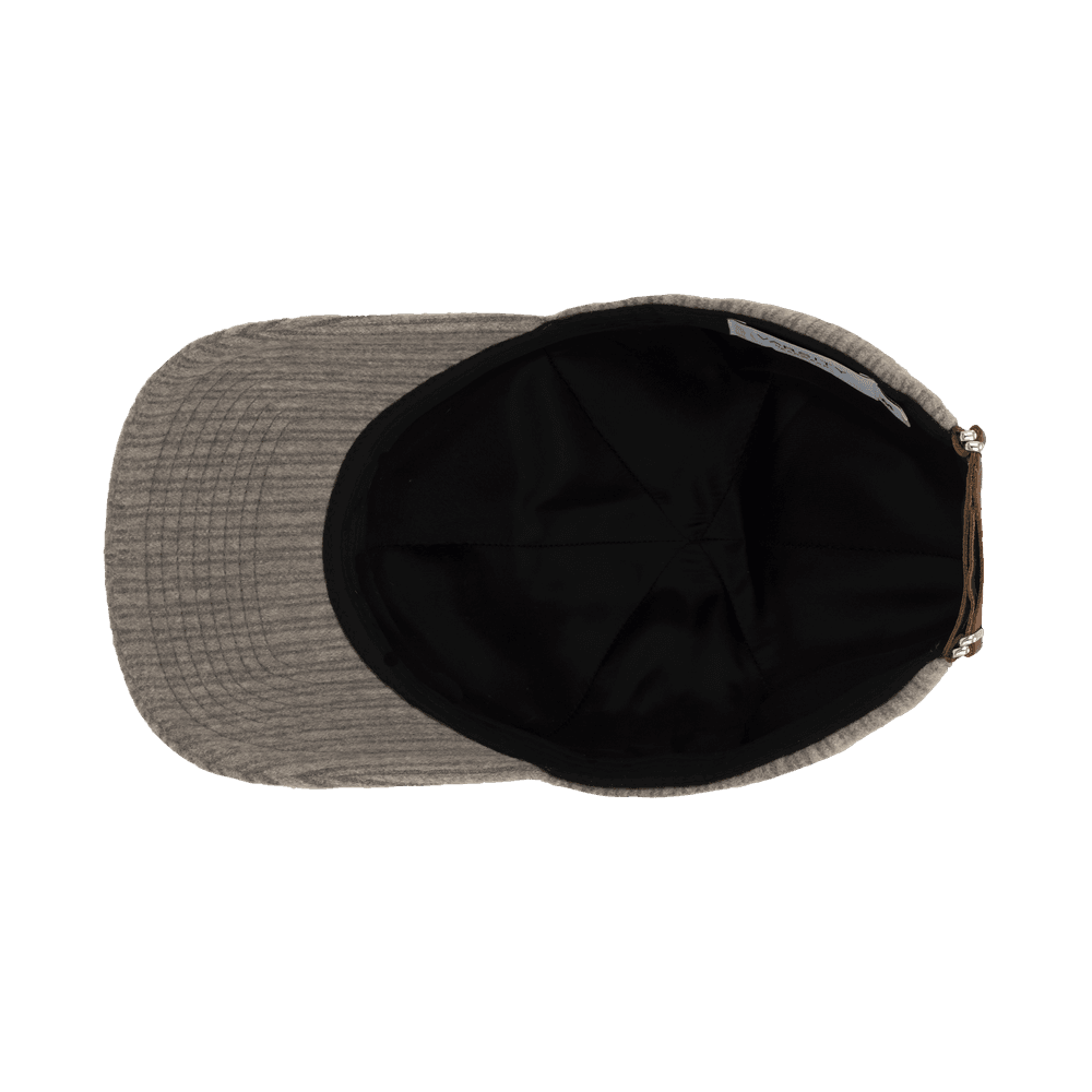 Inside view of a Varsity Headwear legacy soft corduroy beige baseball cap