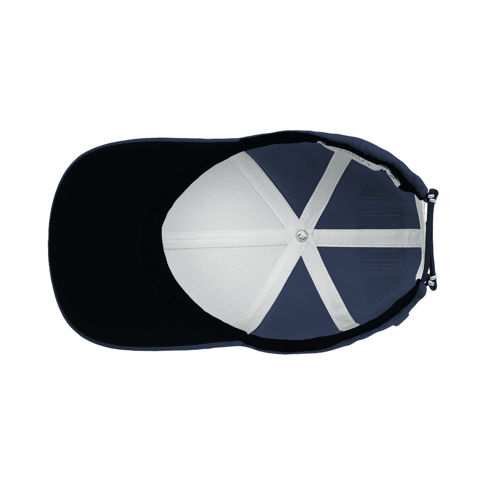 Inside view of a Varsity Headwear legacy structured athletic sport reflex navy baseball cap