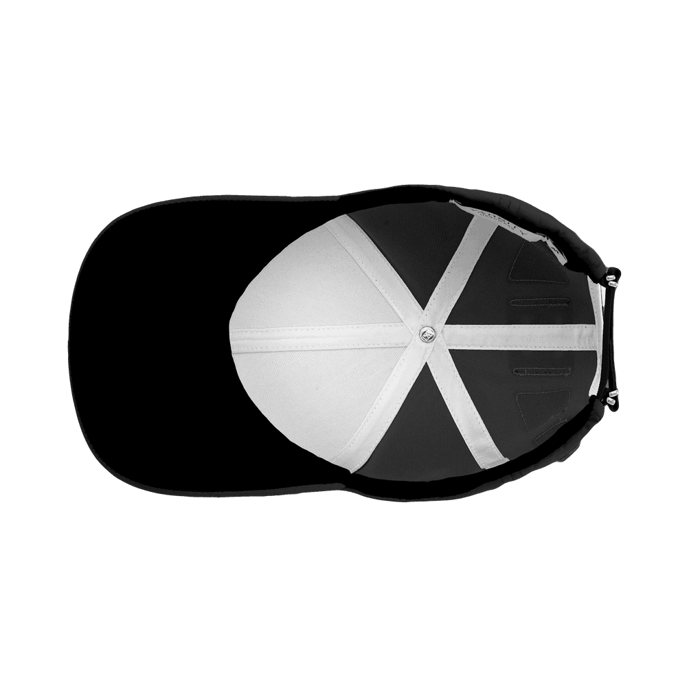 Inside view of a Varsity Headwear legacy structured athletic sport reflex black baseball cap