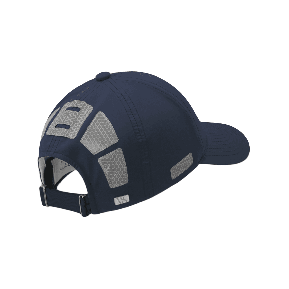 Back view of a Varsity Headwear legacy structured athletic sport reflex navy baseball cap
