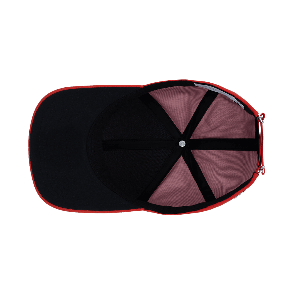 Inside view of a Varsity Headwear legacy structured athletic sport red baseball cap