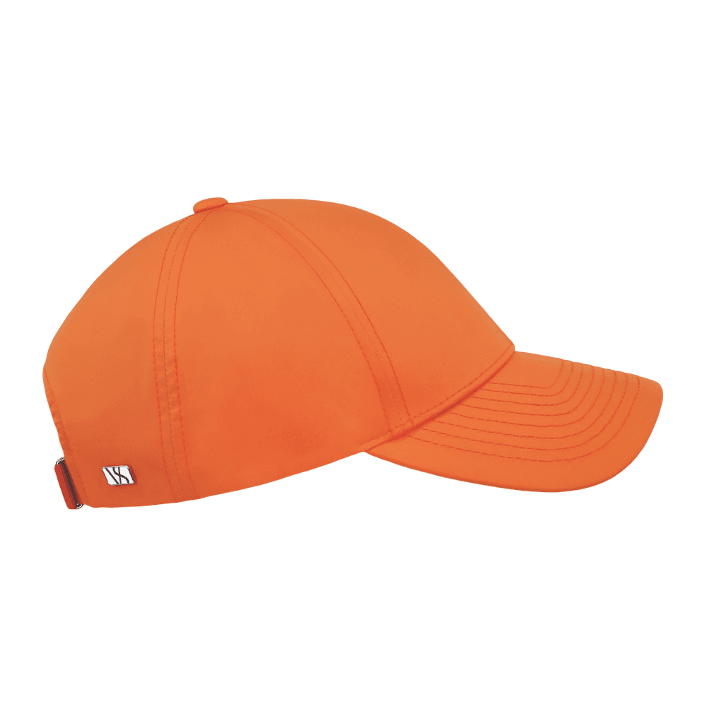 Side view of a Varsity Headwear legacy structured athletic sport orange baseball cap