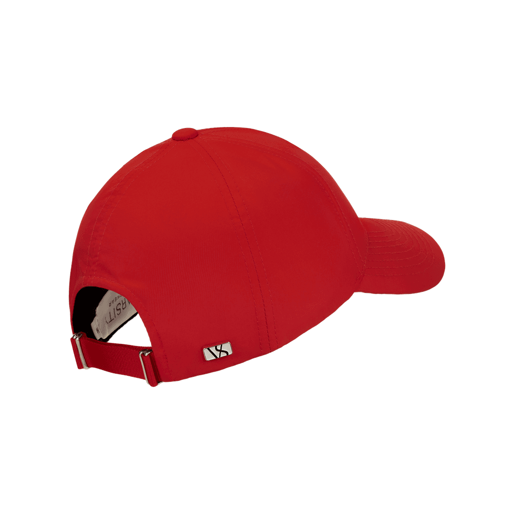 Back view of a Varsity Headwear legacy structured athletic sport red baseball cap