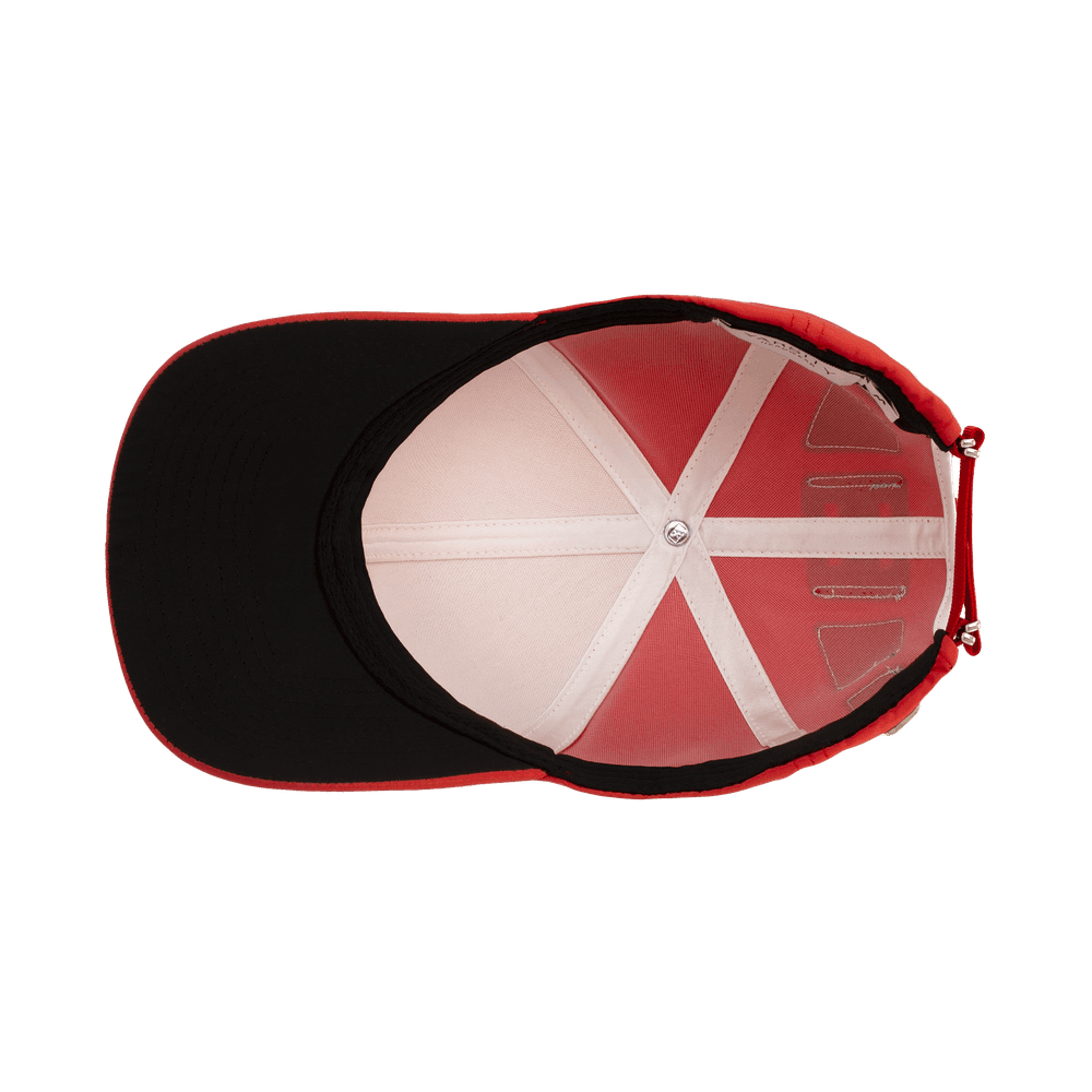 Inside view of a Varsity Headwear legacy structured athletic sport reflex red baseball cap