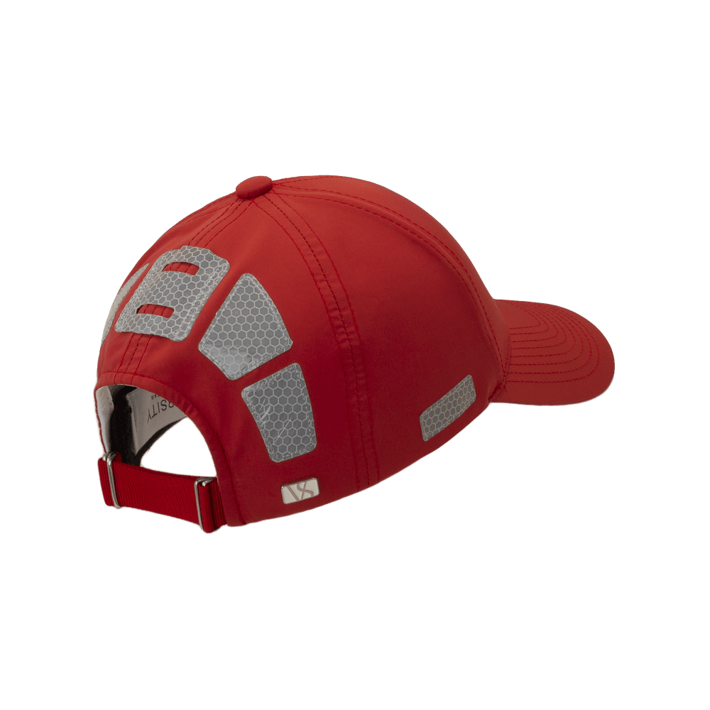 Back view of a Varsity Headwear legacy structured athletic sport reflex red baseball cap