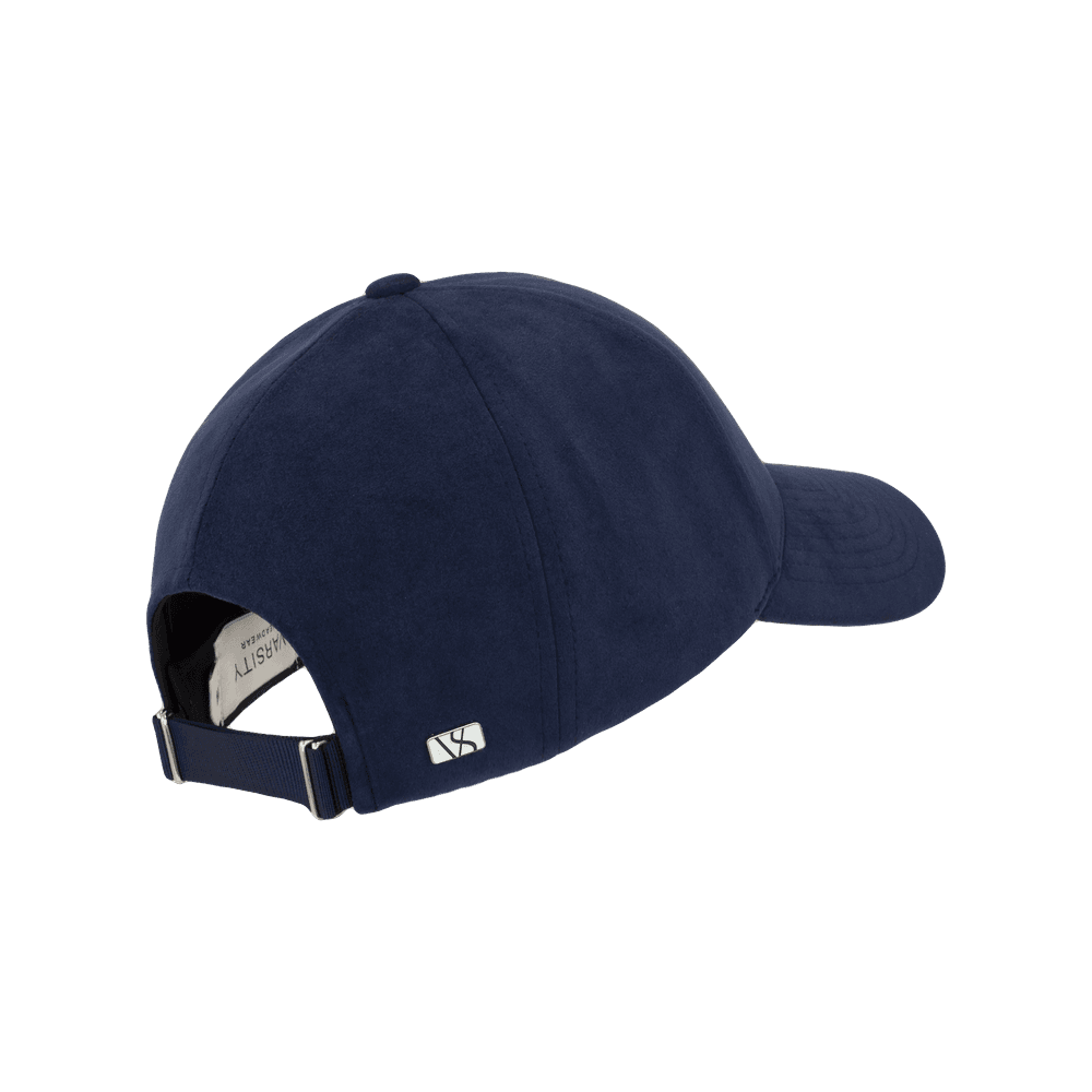Back view of a Varsity Headwear legacy structured alcantara baseball cap, shown in color commodore blue