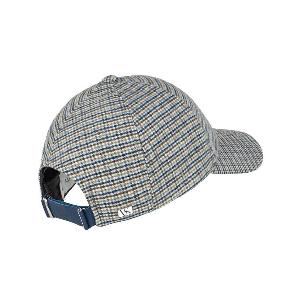 Back view of a Varsity Headwear legacy structured brown check flannel baseball cap in cotton