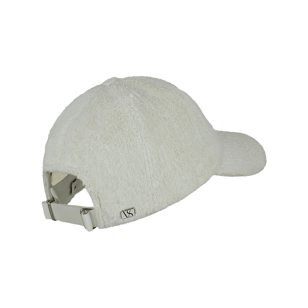 back view of a Varsity Headwear legacy soft off-white terry cloth baseball cap