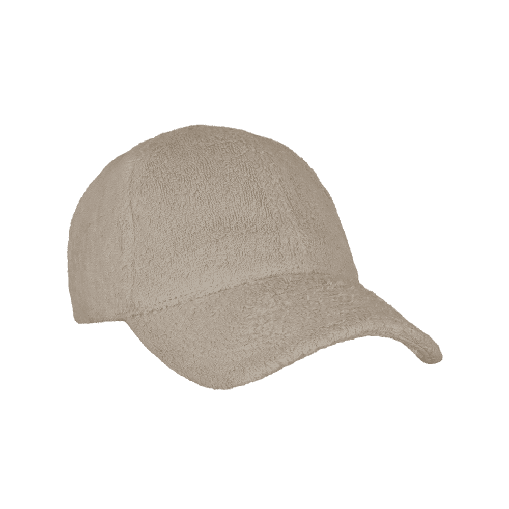 Front view of a Varsity Headwear legacy soft beige terry cloth baseball cap