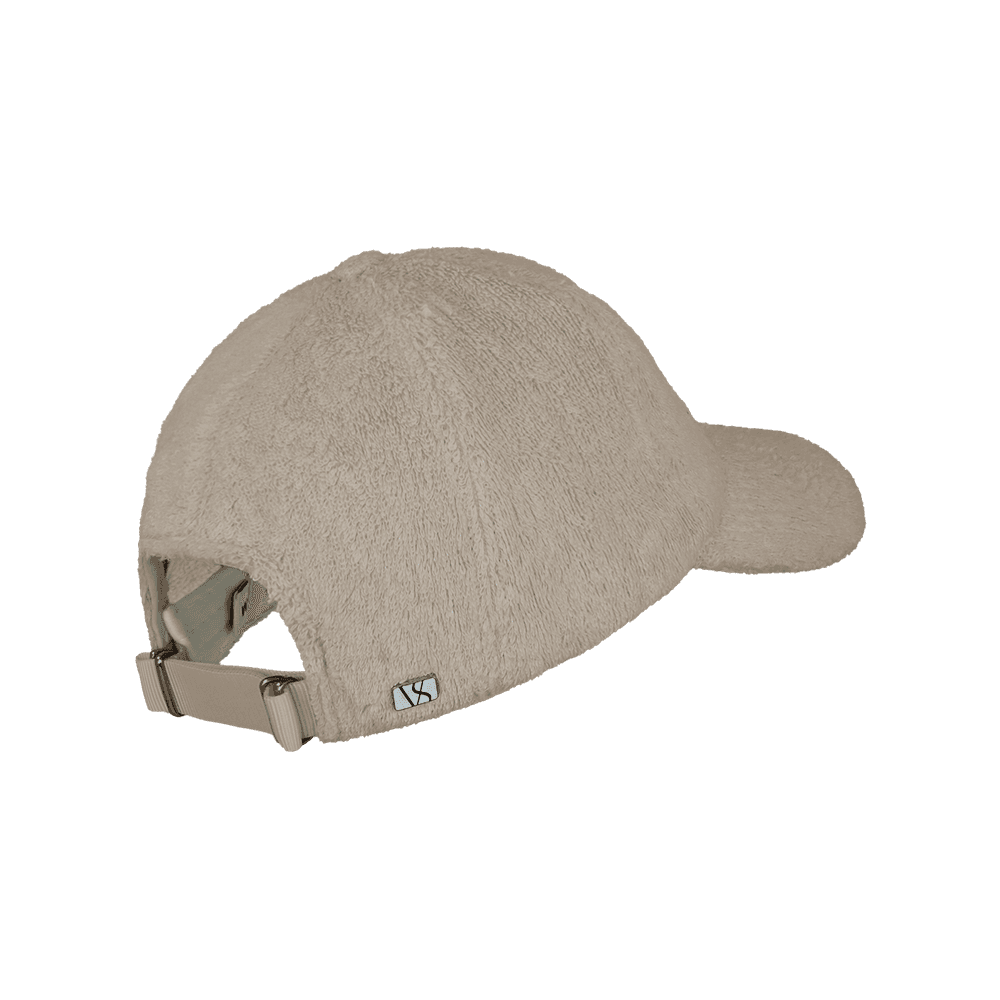 Back view of a Varsity Headwear legacy soft beige terry cloth baseball cap