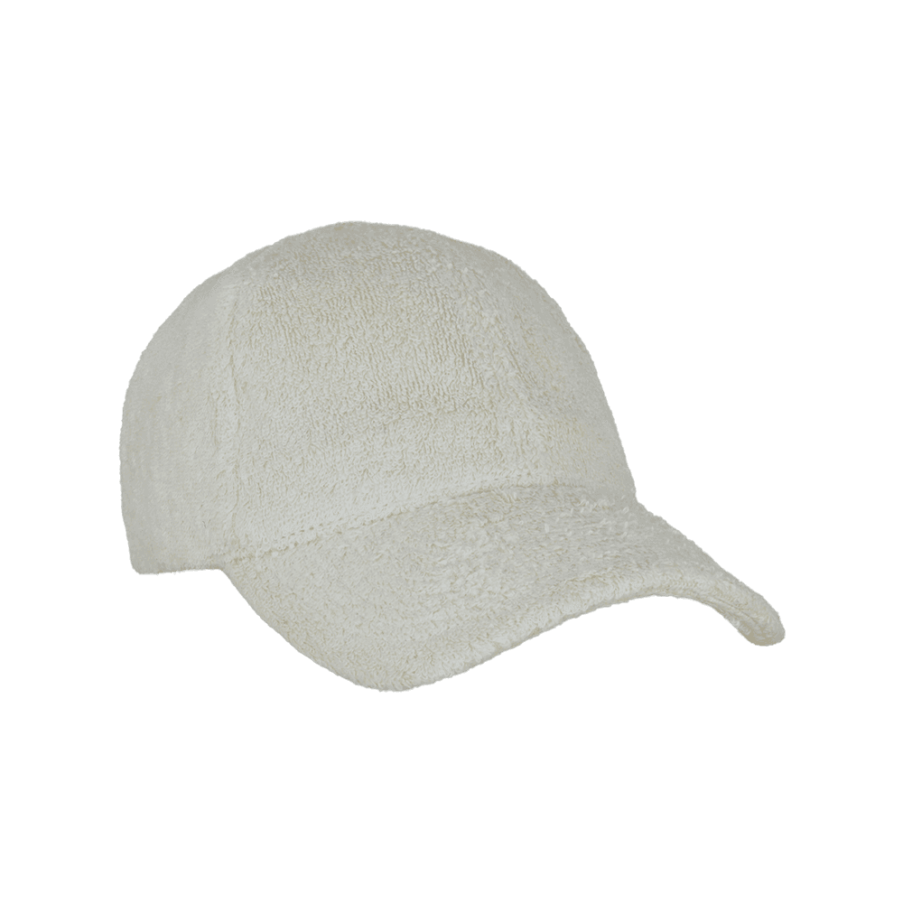 Front view of a Varsity Headwear legacy soft off-white terry cloth baseball cap