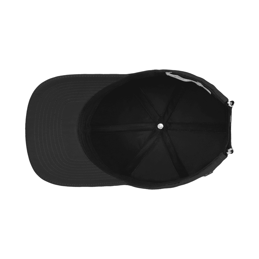 Inside view of a Varsity Headwear legacy structured ventile cotton ink black baseball cap