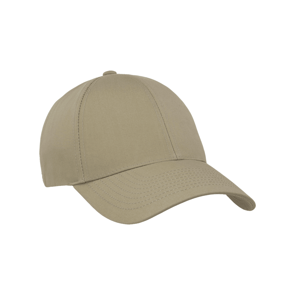 Front view of a Varsity Headwear legacy structured ventile cotton sand beige baseball cap