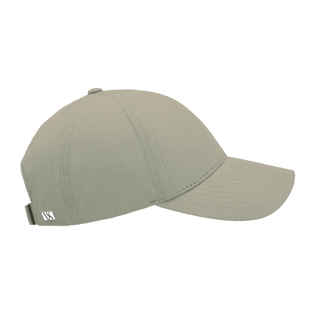 Side view of a Varsity Headwear legacy structured ventile cotton pampas beige baseball cap