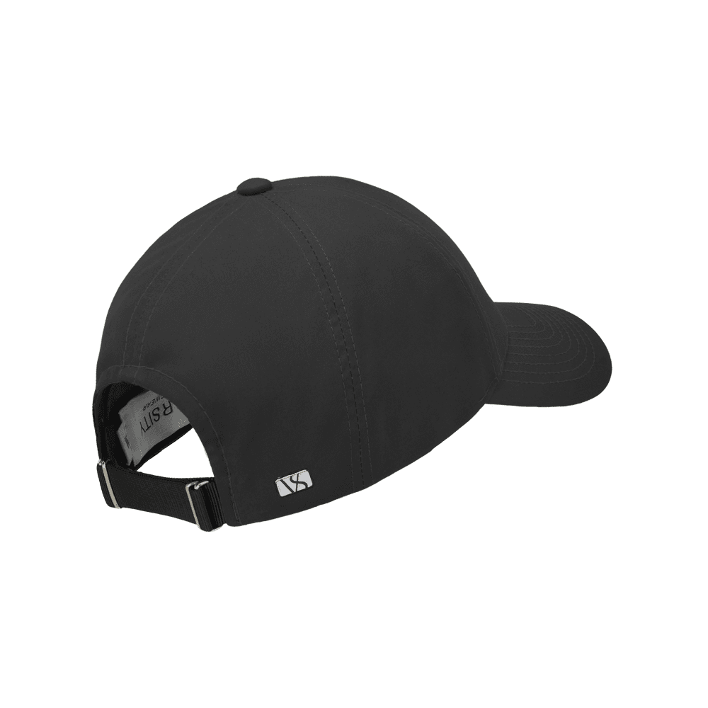 Back view of a Varsity Headwear legacy structured ventile cotton ink black baseball cap