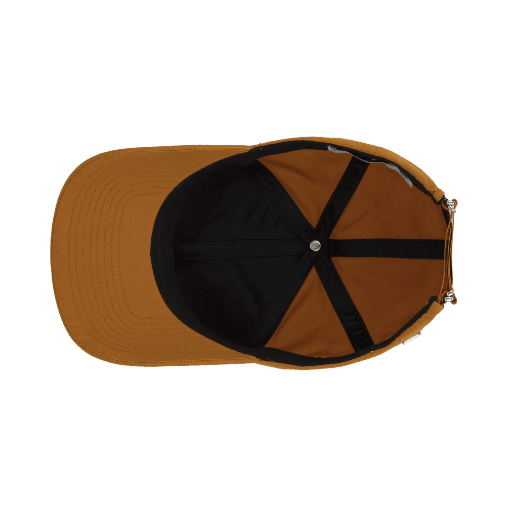 Inside view of a Varsity Headwear legacy structured ventile cotton rust orange baseball cap