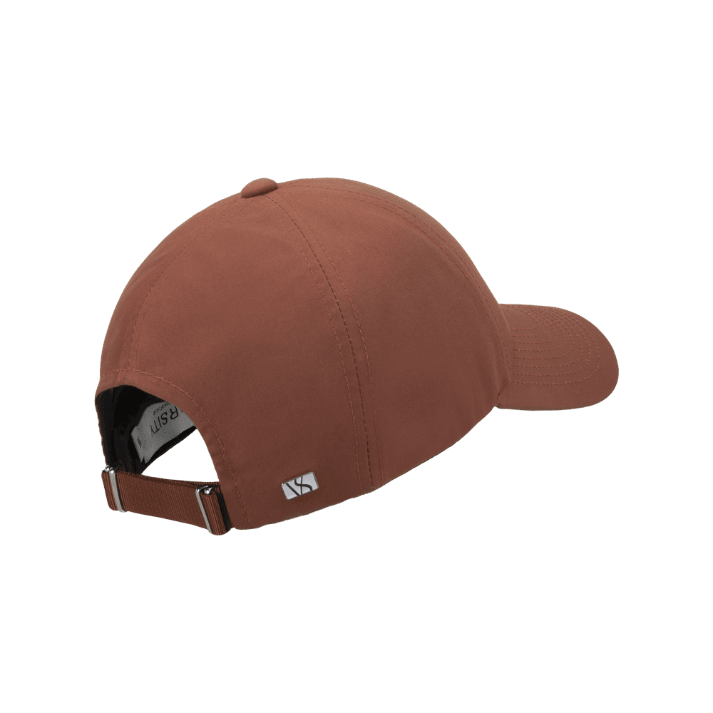 Back view of a Varsity Headwear legacy structured ventile cotton terracotta orange baseball cap