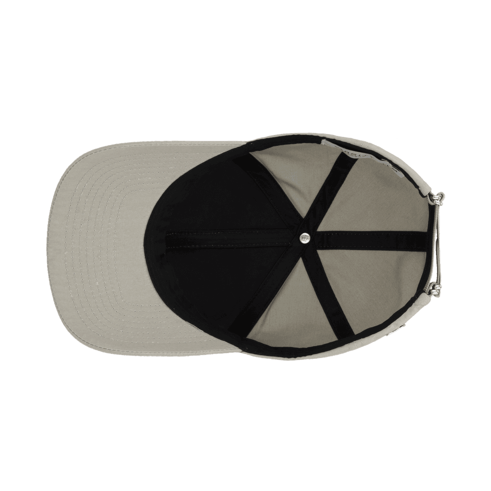 Inside view of a Varsity Headwear legacy structured ventile cotton pampas beige baseball cap