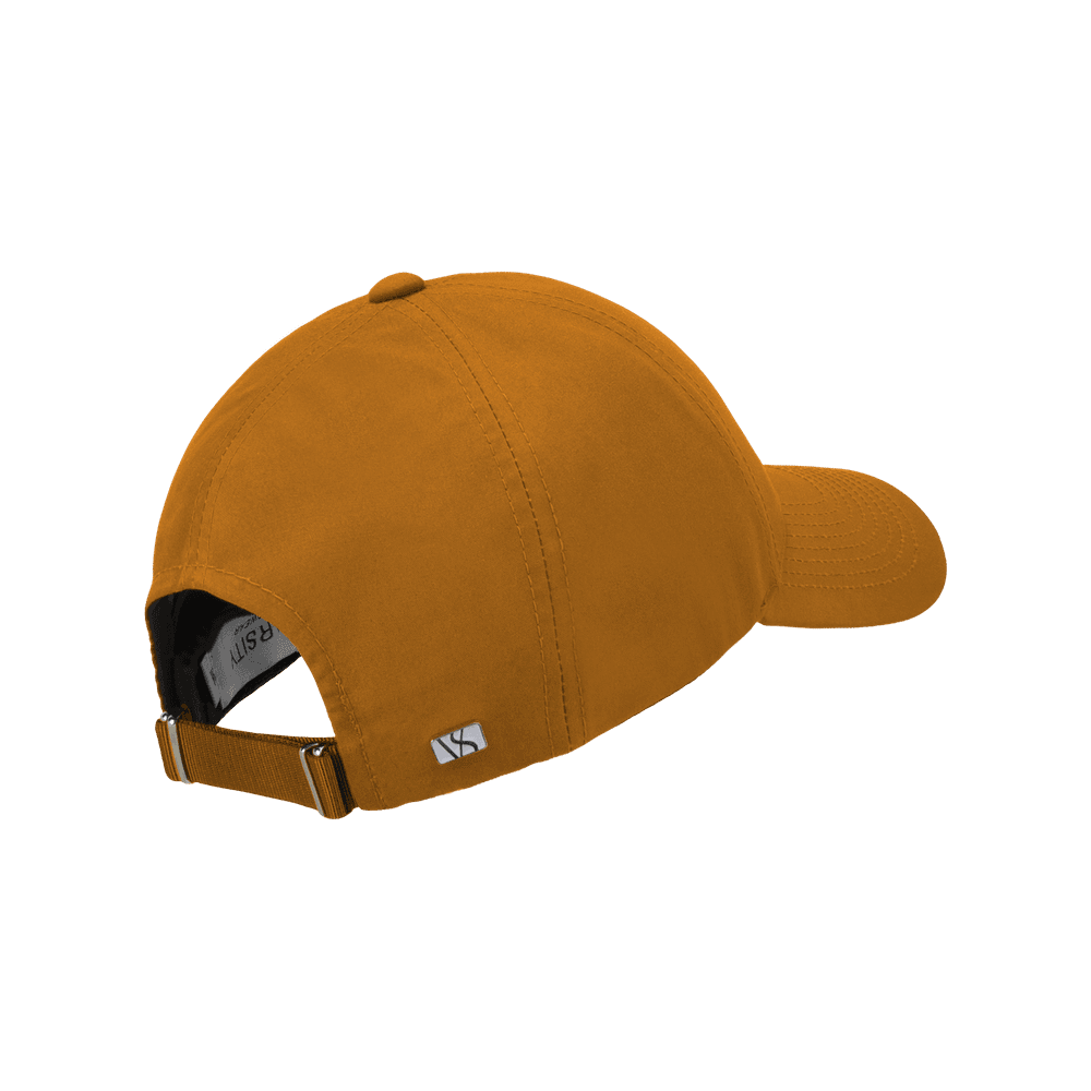 Back view of a Varsity Headwear legacy structured ventile cotton rust orange baseball cap