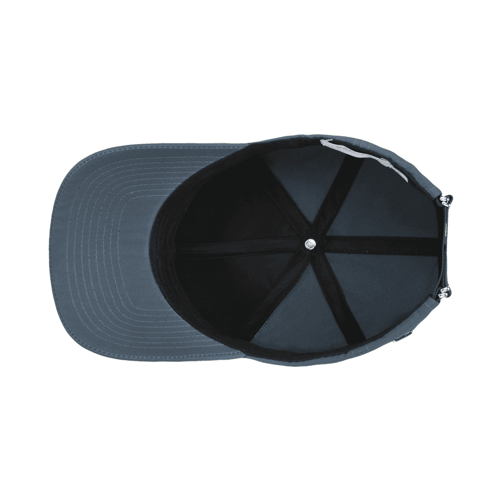 Inside view of a Varsity Headwear legacy structured ventile cotton cornflower blue baseball cap