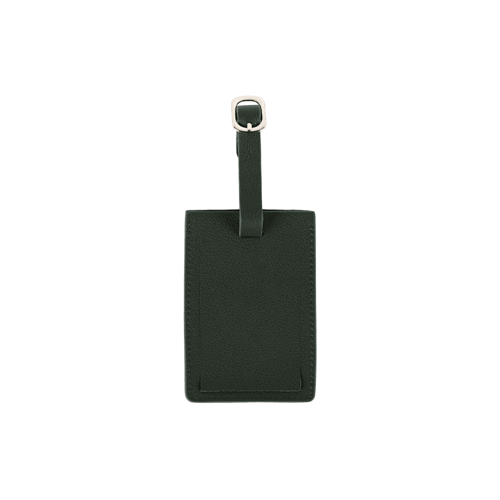 Back picture of Varsity Headwear green leather luggage tag