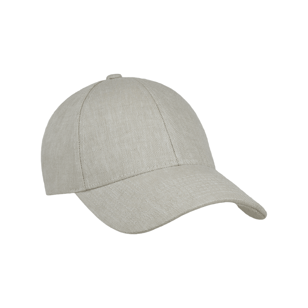 Front view of a legacy structured linen cap in hampton beige